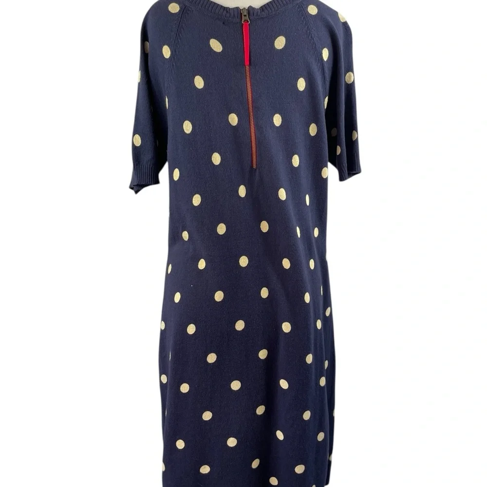 Tommy Hilfiger Dark‎ Blue Sweater Midi Dress with Gold Spots, Size M